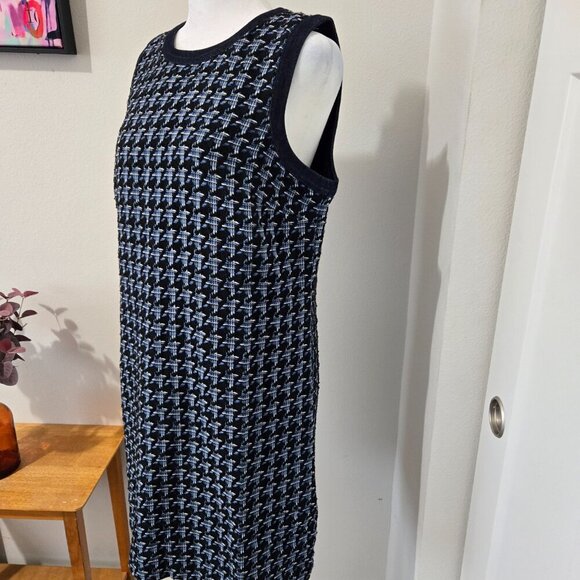NWT Ann Taylor Denim Trim Tweed Shift Dress Sleeveless- Blue - Sz 10P - Picture 3 of 11